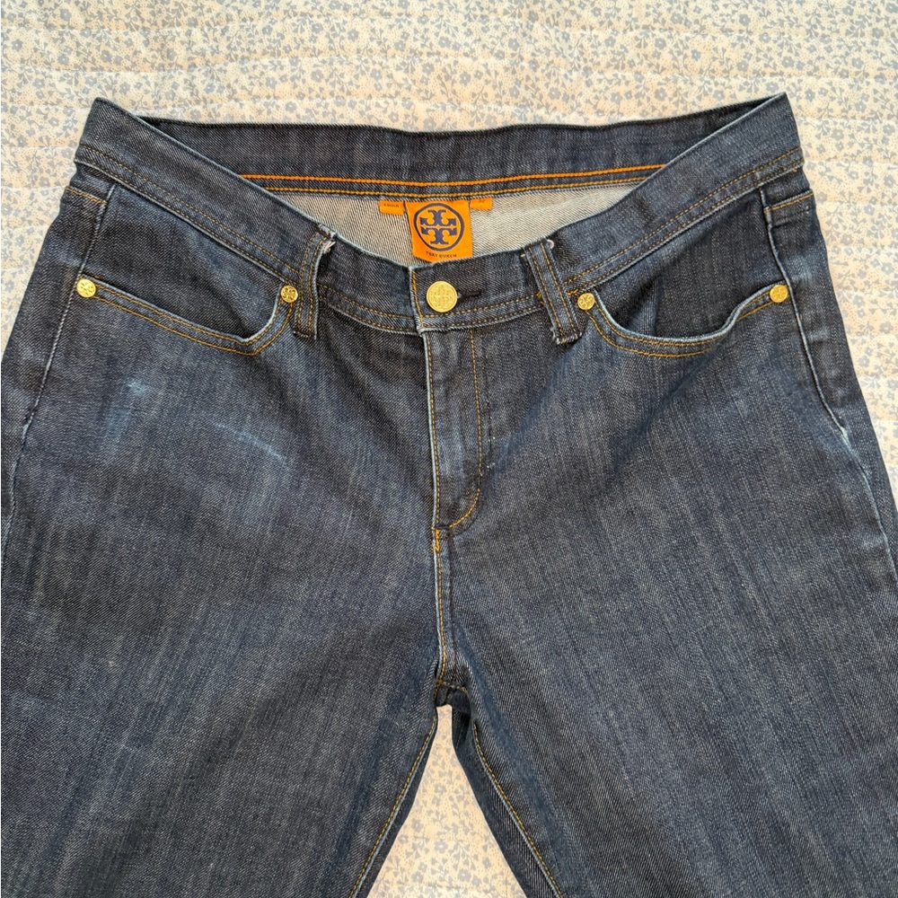 Tory Burch Women's Dark Blue Straight Leg Jeans